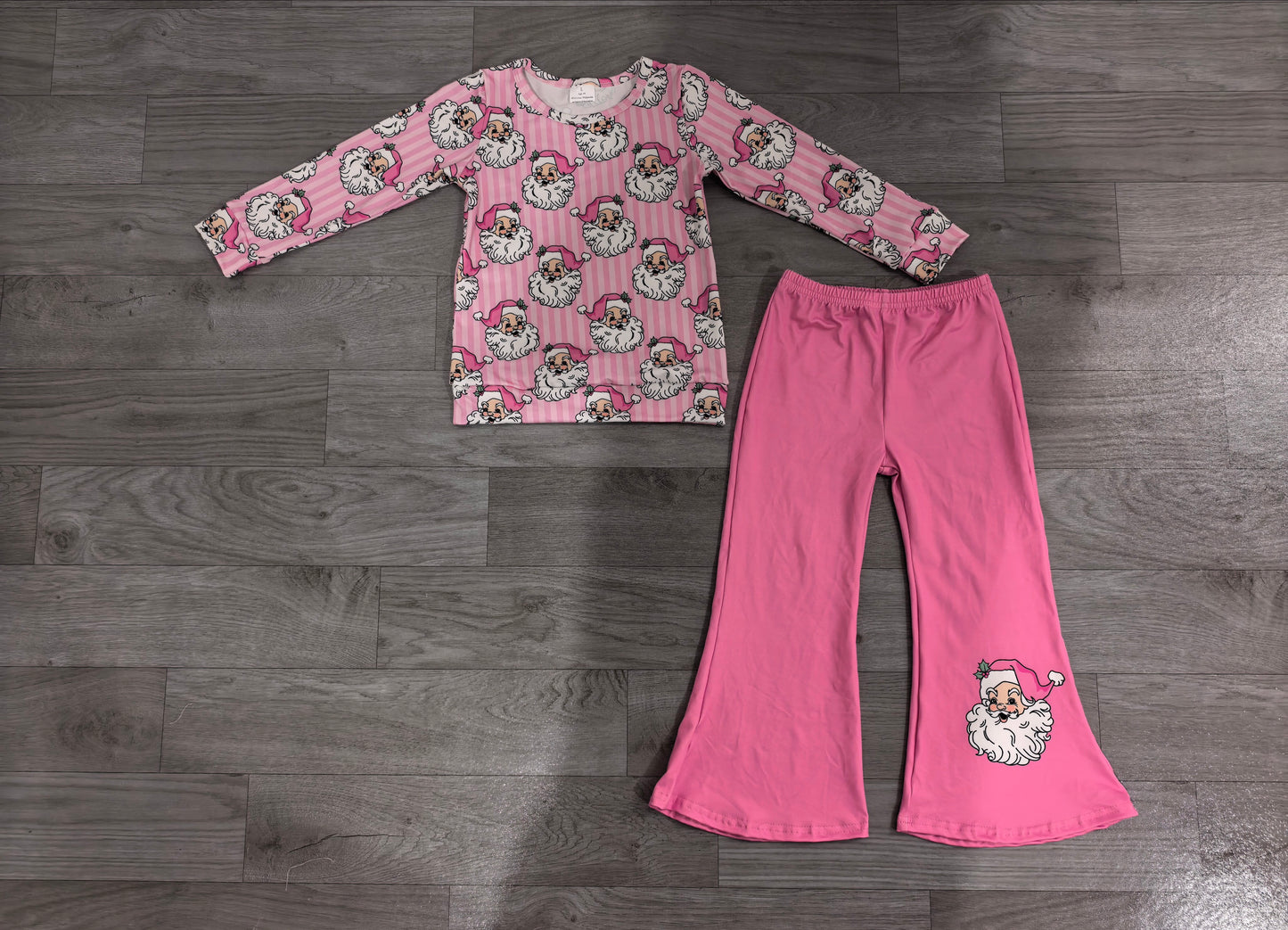 Long sleeve Christmas santa claus top matching pants girl wholesale factory price outfit preorder