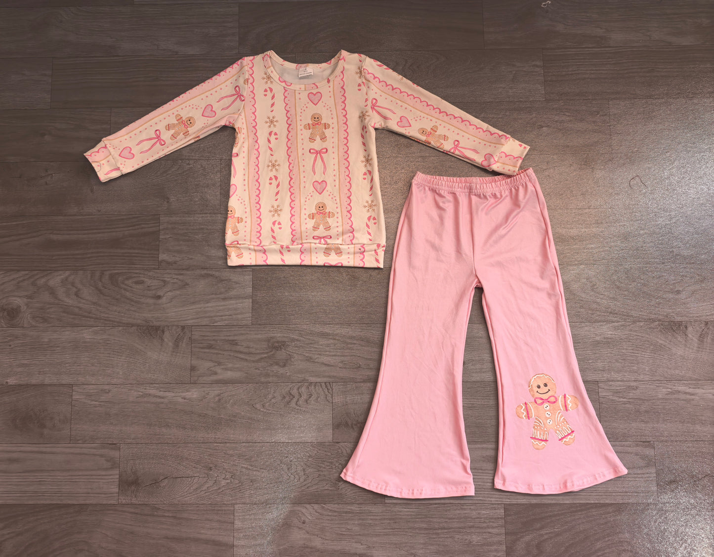 Long sleeve Christmas gingerbread top matching pants girl wholesale factory price outfit preorder