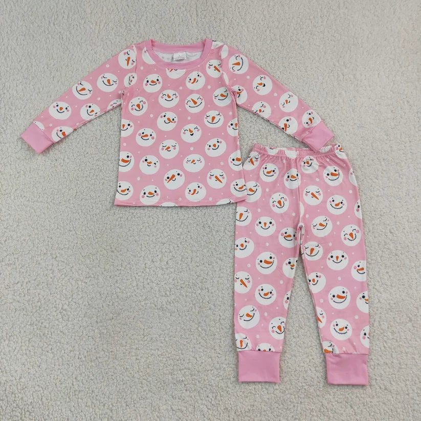 Christmas snowman print long sleeve set romper blanket matching outfit