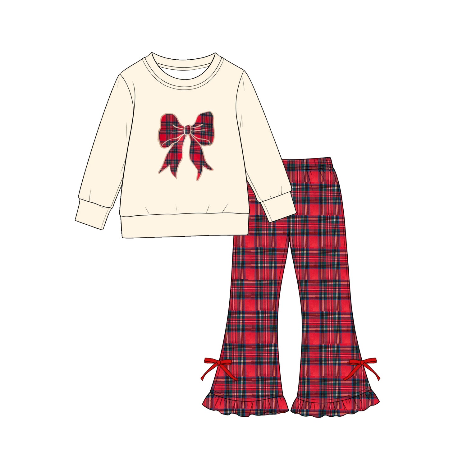 Long sleeve Christmas bow top matching pants Christmas wholesale factory price outfit preorder
