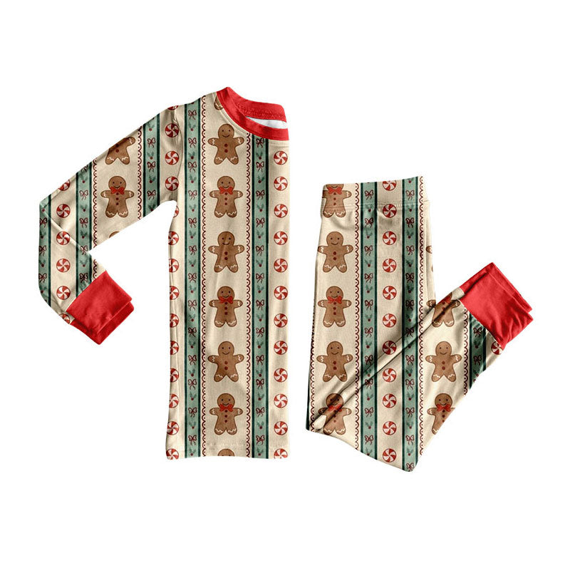 Long sleeve Christmas gingerbread top matching pants girl wholesale factory price outfit preorder