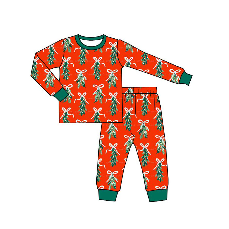Long sleeve Christmas tree top matching pants girls wholesale factory price outfit preorder
