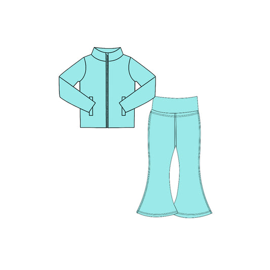 Aqua long sleeve yoga zip top matching pants girls wholesale factory price outfit preorder