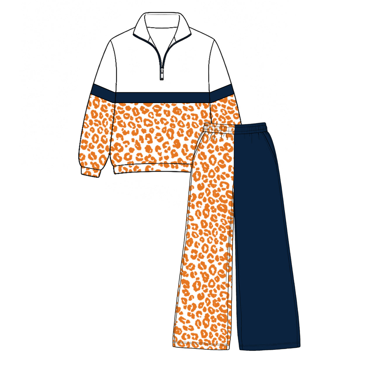 Long sleeve leopard top matching pants girls wholesale factory price outfit preorder