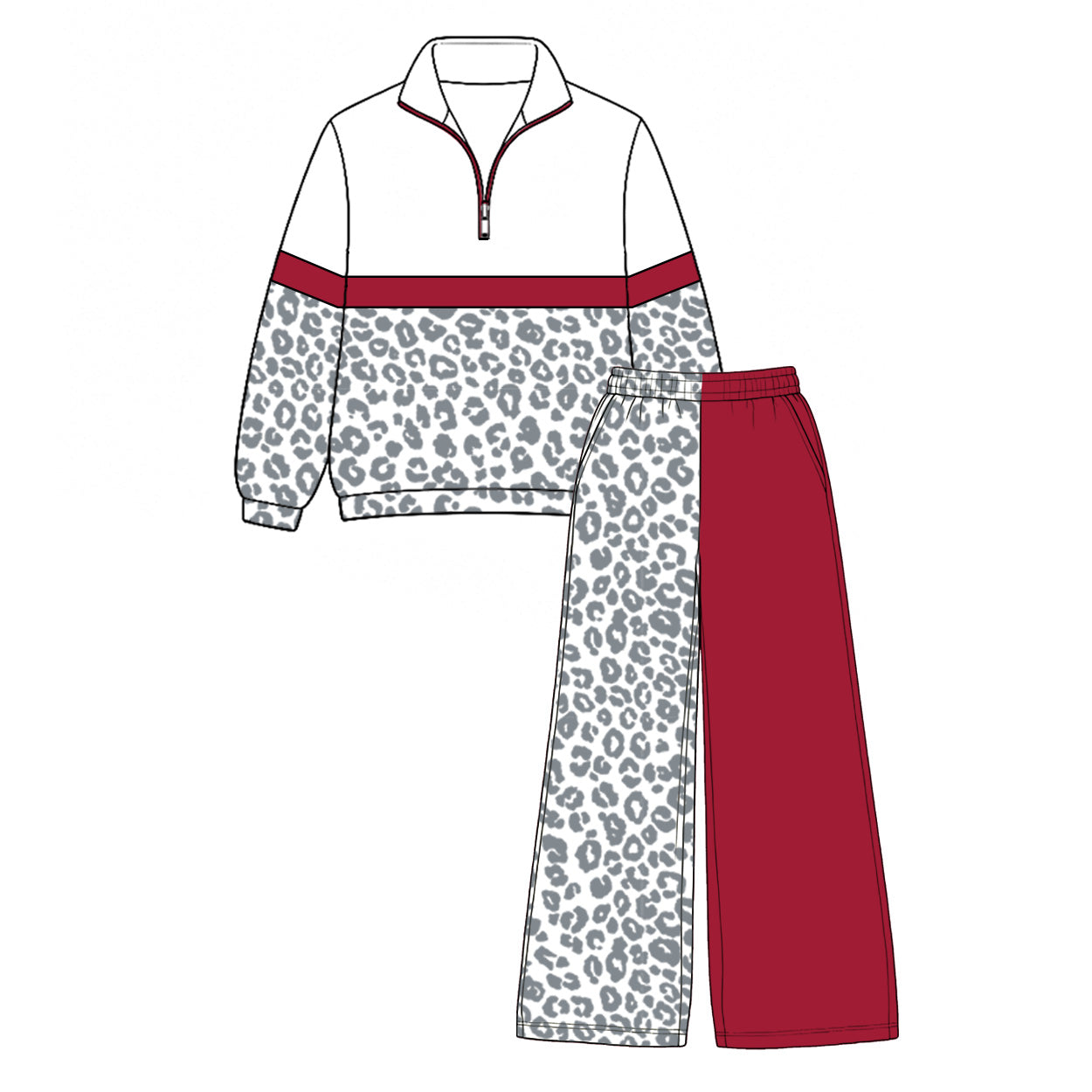 Long sleeve leopard top matching pants girls wholesale factory price outfit preorder