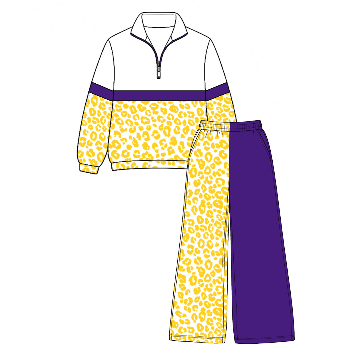 Long sleeve leopard top matching pants girls wholesale factory price outfit preorder