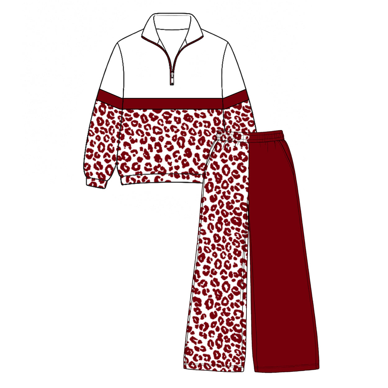 Long sleeve leopard top matching pants girls wholesale factory price outfit preorder