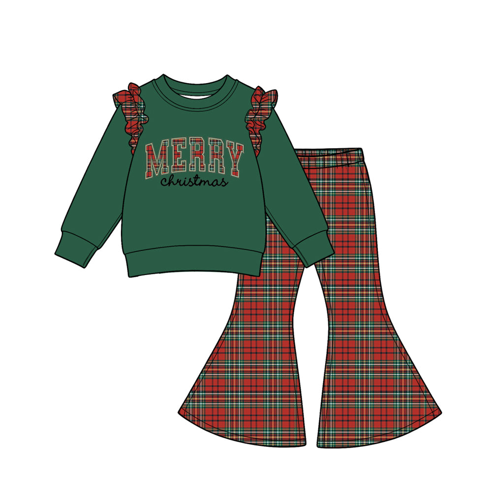 Long sleeve Christmas tree top matching pants girls wholesale factory price outfit preorder