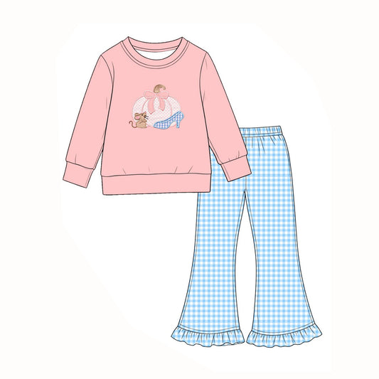 Long sleeve fall pumpkins top matching pants girls wholesale factory price outfit preorder