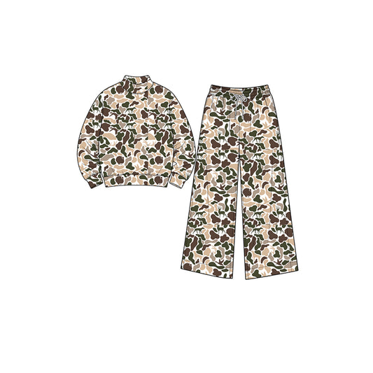 Deer duck camo long sleeve yoga pullover top matching pants girls outfit preorder
