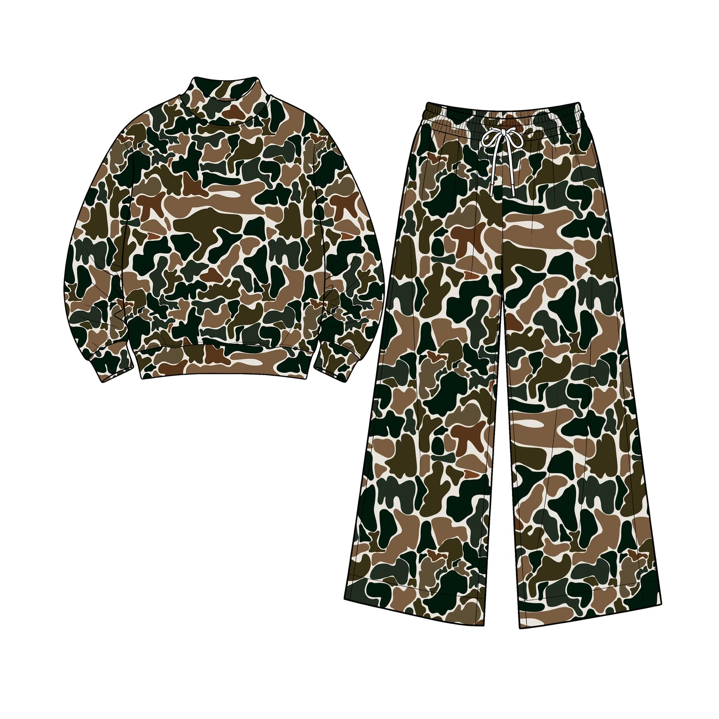 Adult Women dark green camo color long sleeve yoga outfit preorder