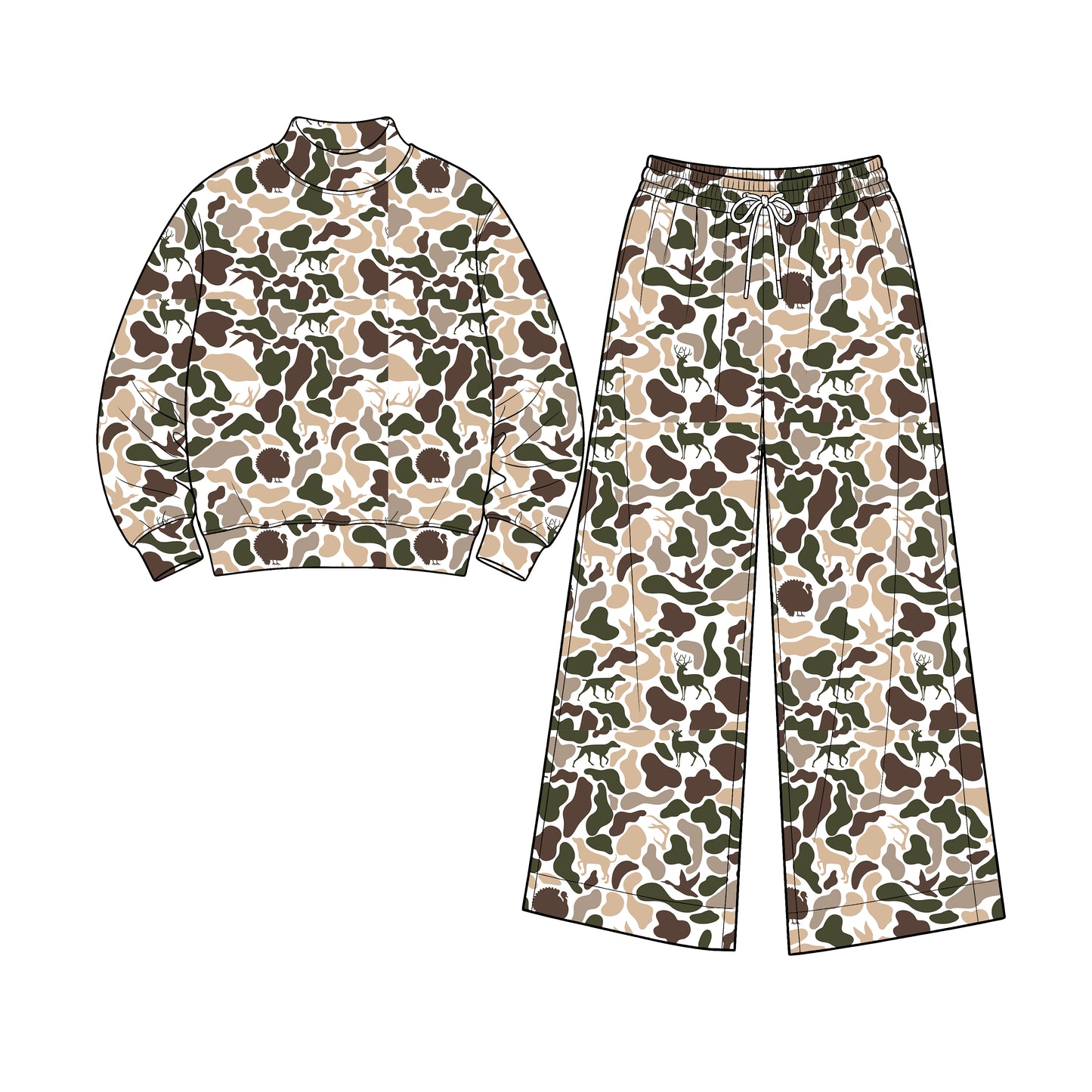 Adult Women deer dog camo color long sleeve yoga outfit preorder