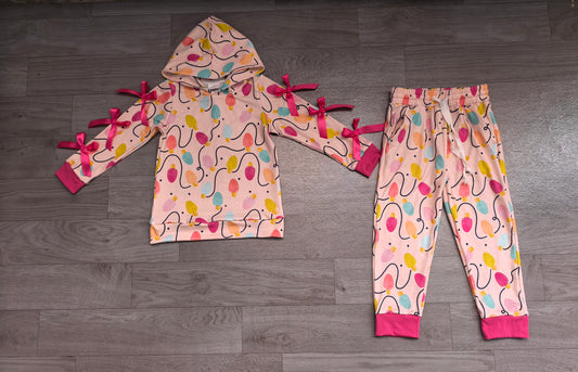 Long sleeve Christmas light hoodie top matching pants girl wholesale factory price clothes preorder