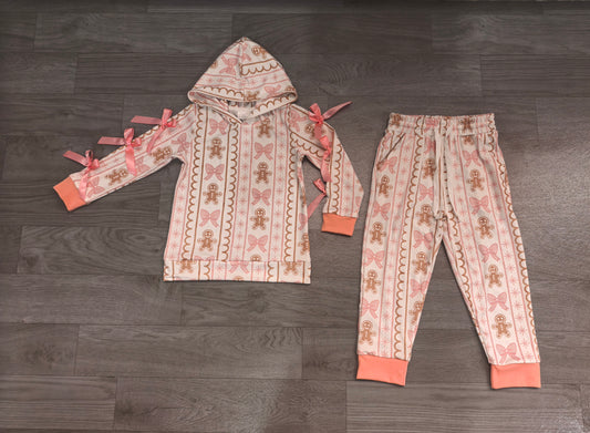 Long sleeve Christmas gingerbread hoodie top matching pants girl wholesale factory price clothes preorder