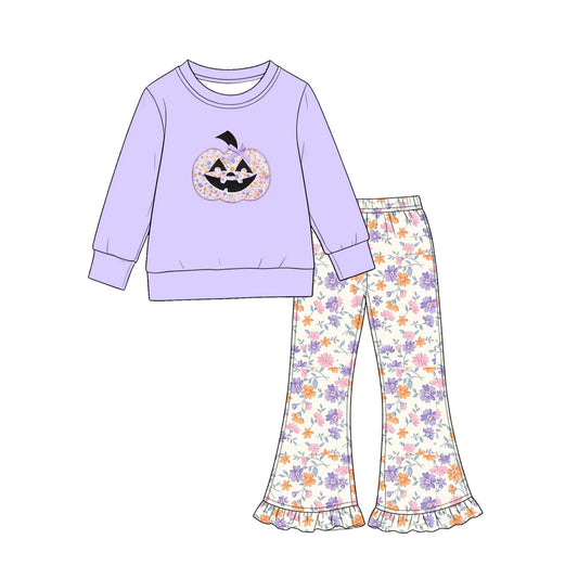 Halloween pumpkin top matching pants girls wholesale factory price outfit preorder