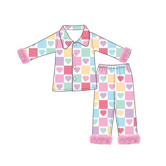 Valentines heart long sleeve top matching pants girls wholesale factory price outfit preorder