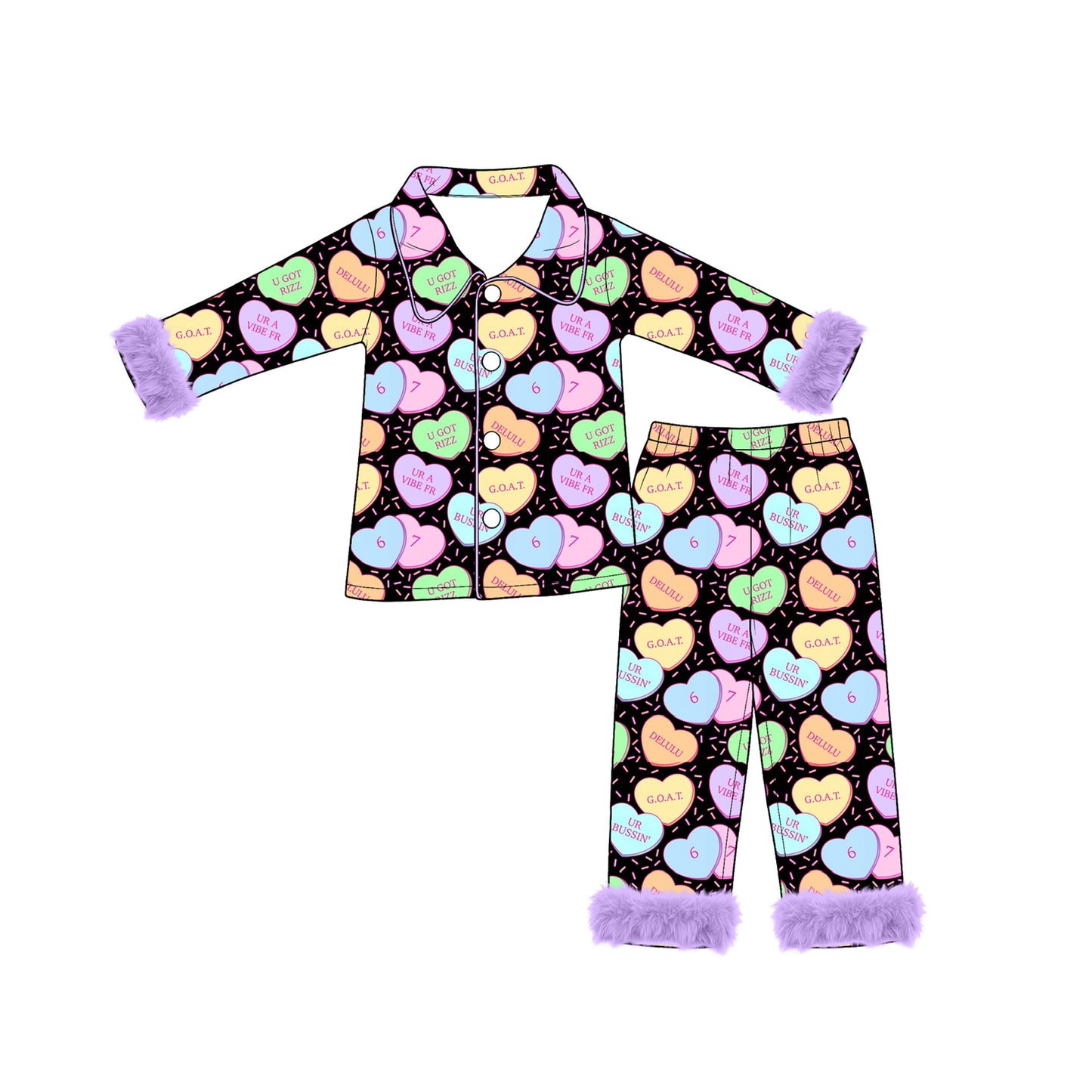 Valentines heart long sleeve top matching pants girls wholesale factory price outfit preorder