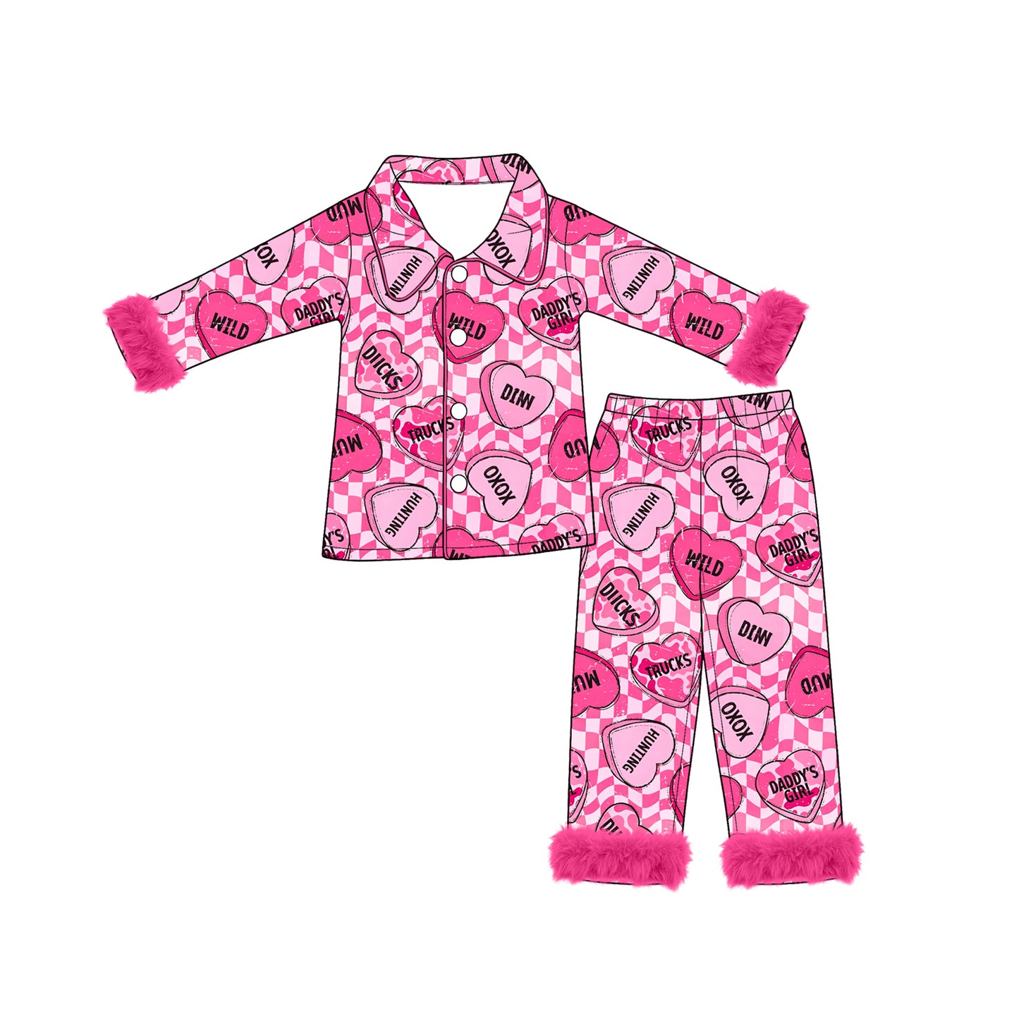 Valentines heart long sleeve top matching pants girls wholesale factory price outfit preorder
