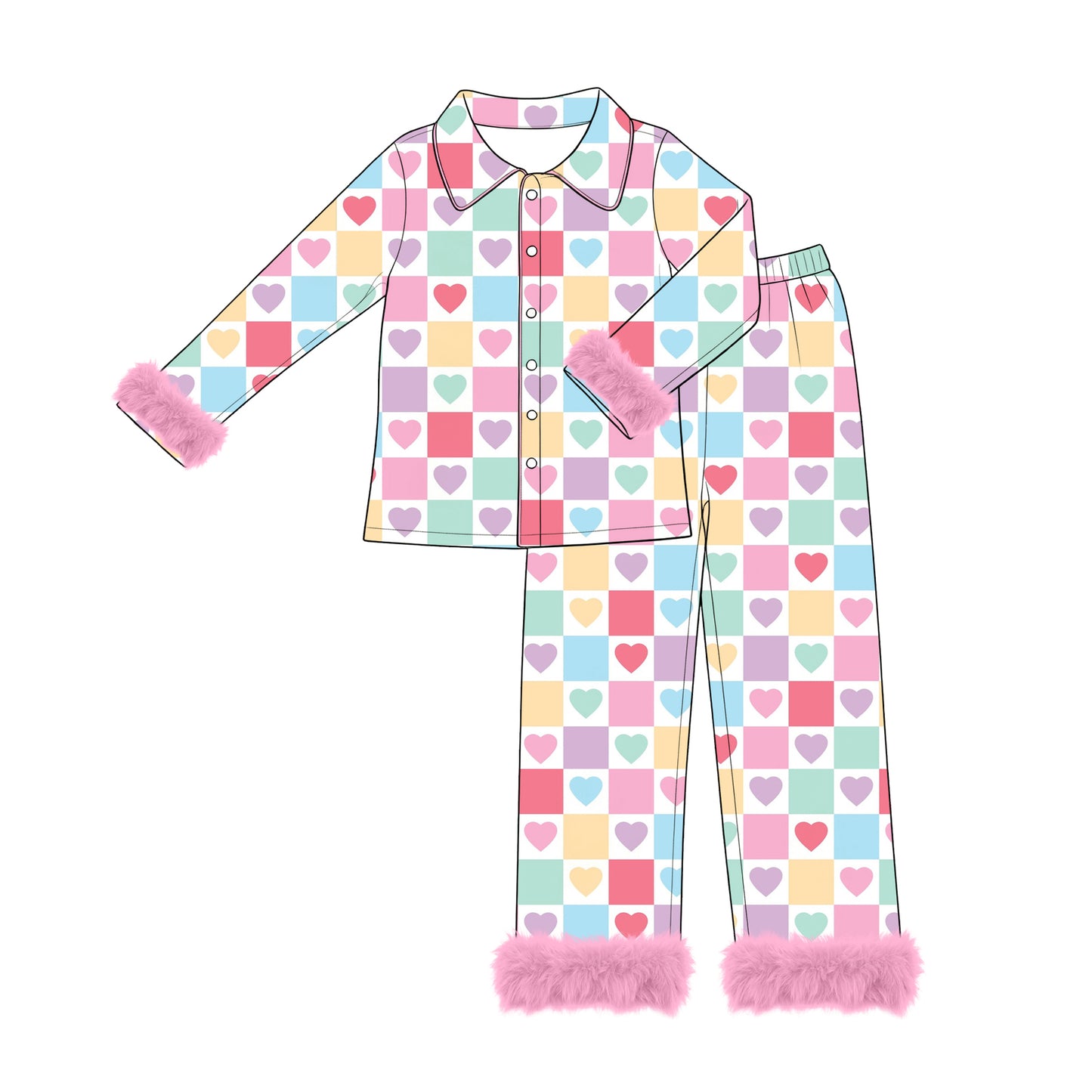 Adult women Valentines day heart design long sleeve pajama set preorder
