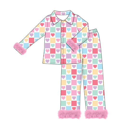 Adult women Valentines day heart design long sleeve pajama set preorder