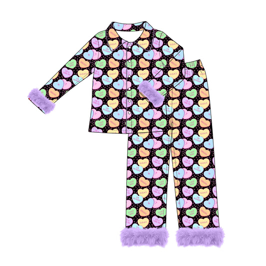 Adult women Valentines day heart design long sleeve pajama set preorder