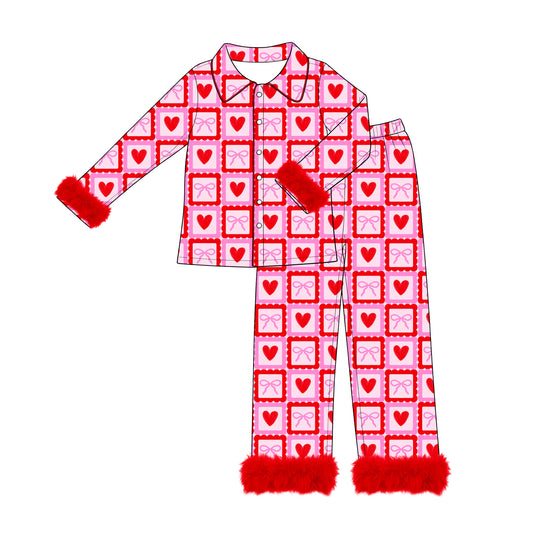 Adult women Valentines day heart design long sleeve pajama set preorder