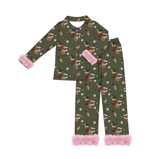 Adult women duck flowers design long sleeve pajama set preorder