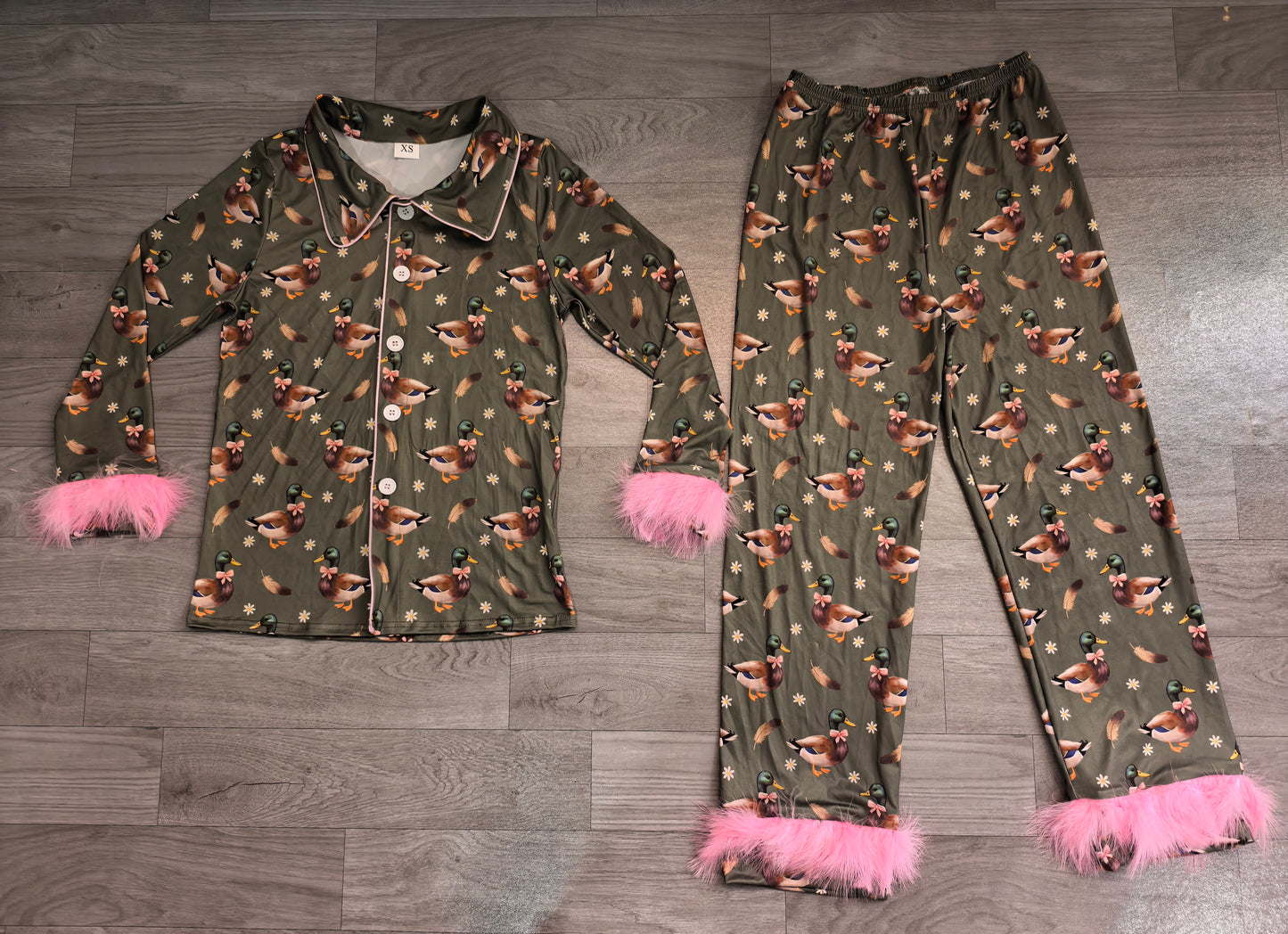 Adult women duck flowers design long sleeve pajama set preorder