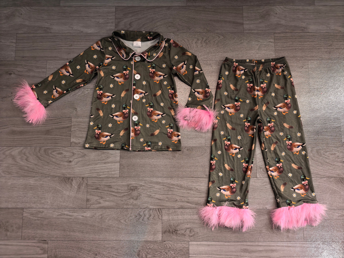 Mallard duck flowers long sleeve top matching pants girls wholesale factory price outfit preorder