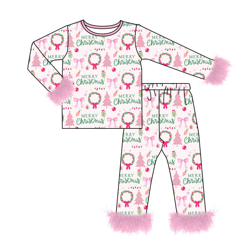 Long sleeve merry christmas top matching pants girl wholesale factory price outfit preorder