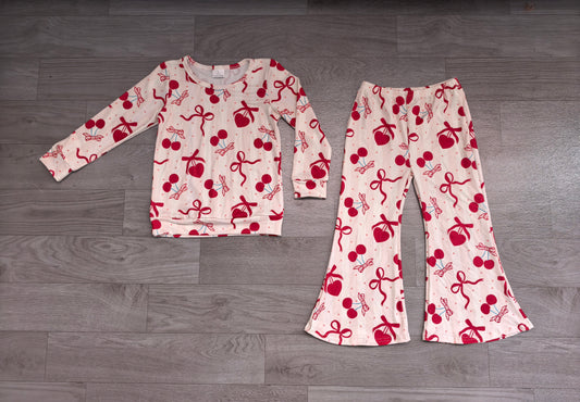 Long sleeve valentines heart top matching pants girl wholesale factory price outfit preorder