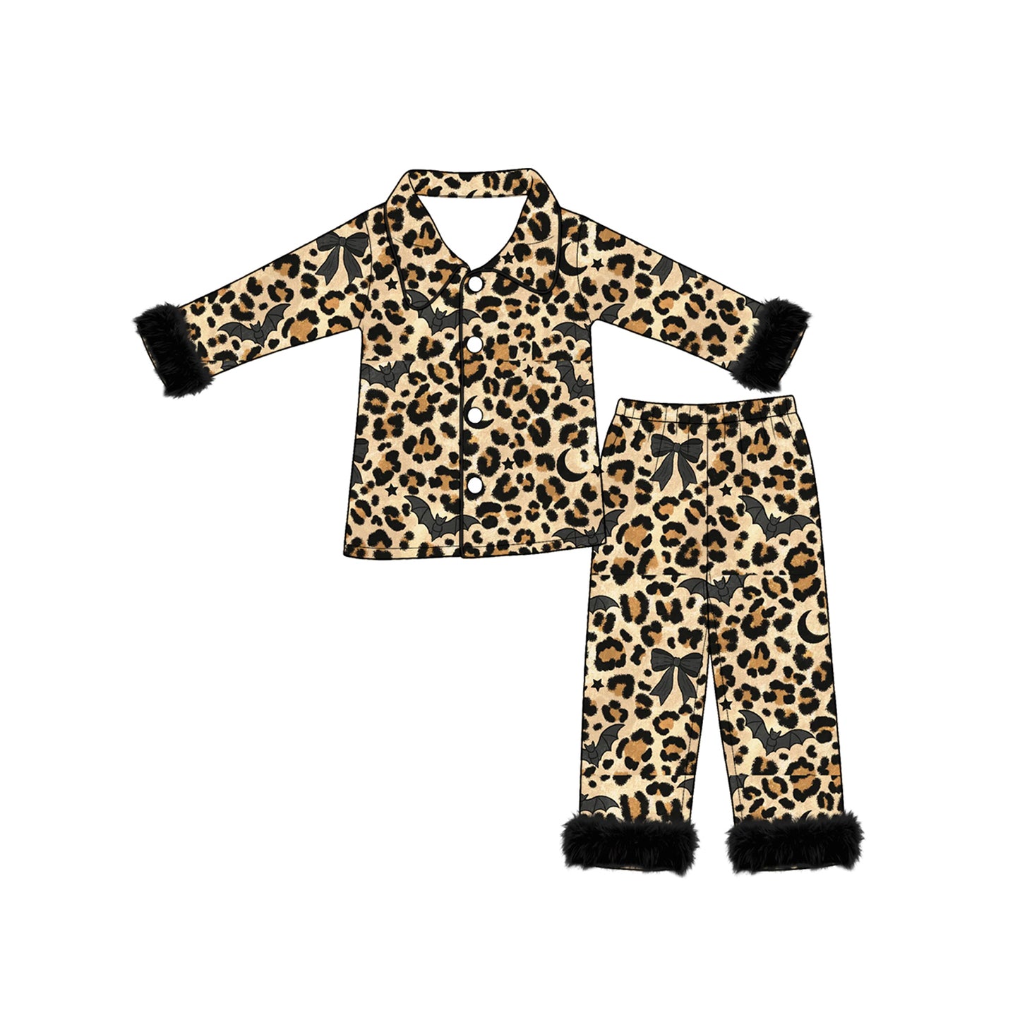Halloween bat leopard girl long sleeve pajama set preorder
