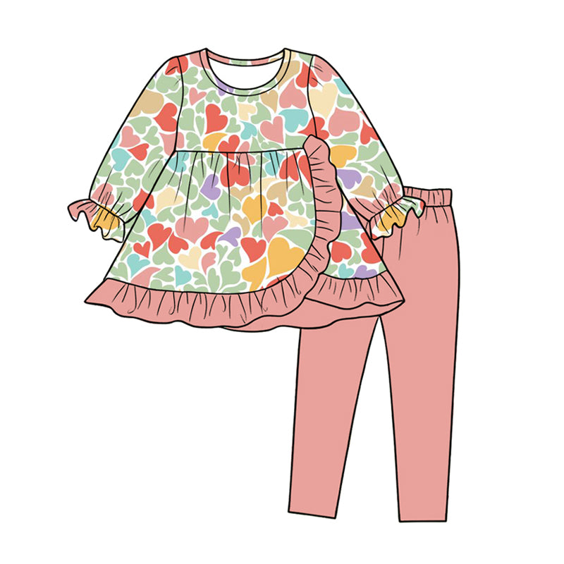 Valentines camo heart girl long sleeve clothes wholesale kids clothes preorder