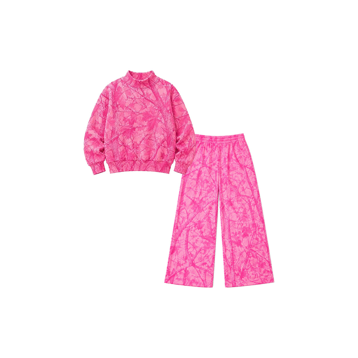 Hot pink leaves long sleeve girls spring fall outfit preorder