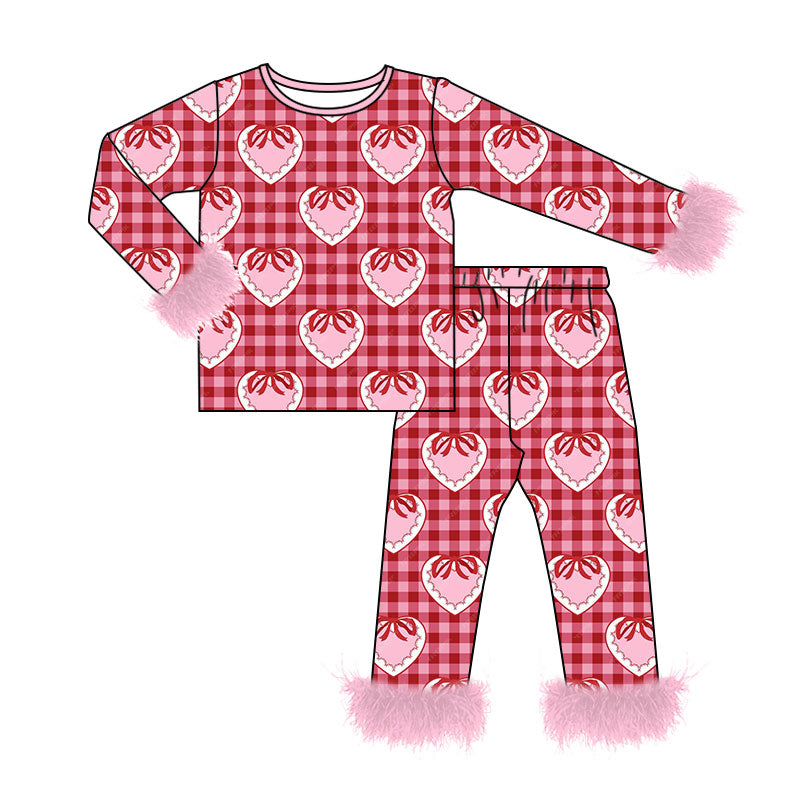 Valentines heart print  girls long sleeve outfit preorder