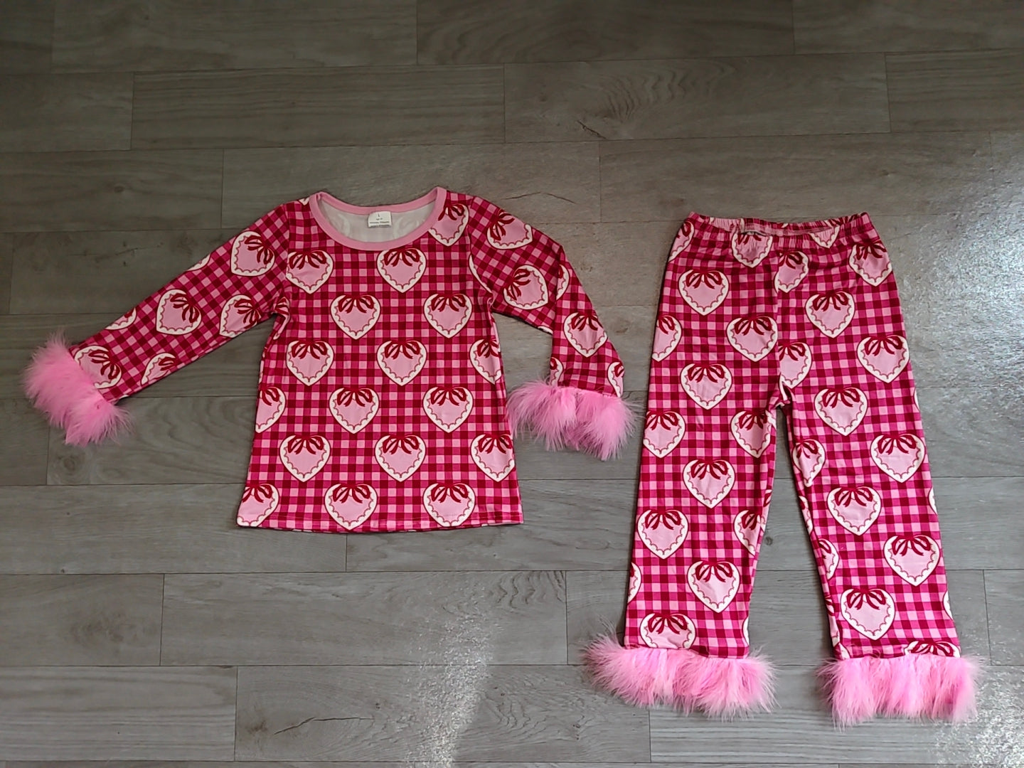 Valentines heart print  girls long sleeve outfit preorder
