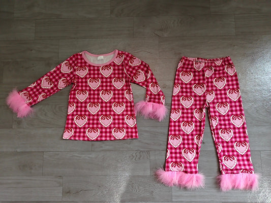 Valentines heart print  girls long sleeve outfit preorder