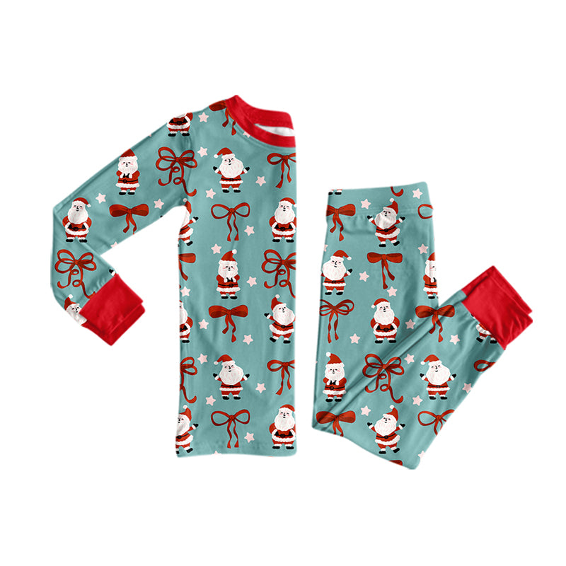 Christmas santa claus long sleeve top matching pants girls outfit preorder