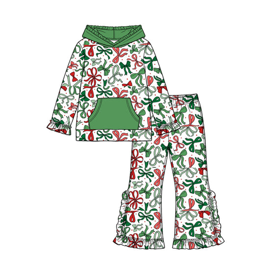 Christmas red green top matching pants girls long sleeve outfit preorder