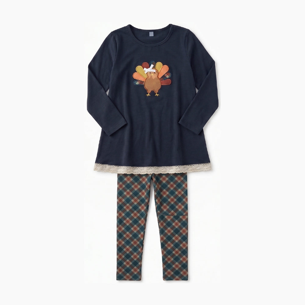 Thanksgiving turkey top matching pants girls long sleeve outfit preorder