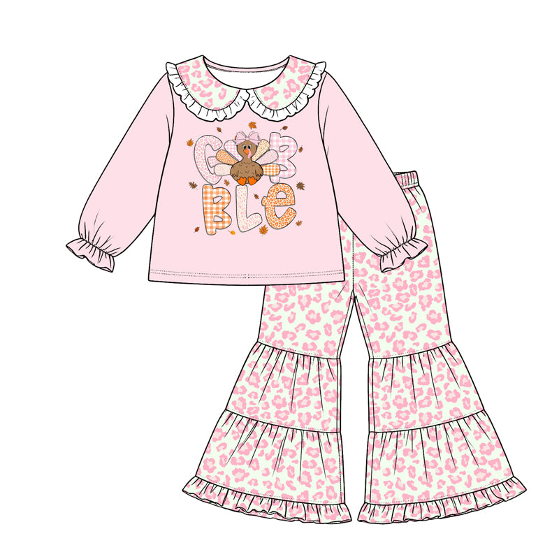 Thanksgiving turkey top matching pants girls long sleeve outfit preorder