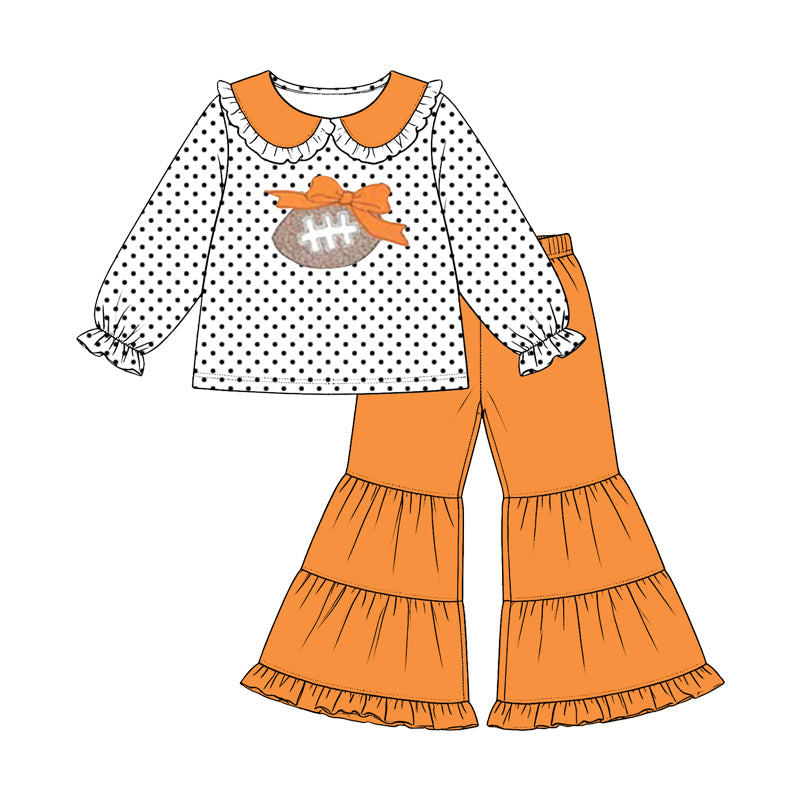 Football bow long sleeve top matching pants girls outfit preorder