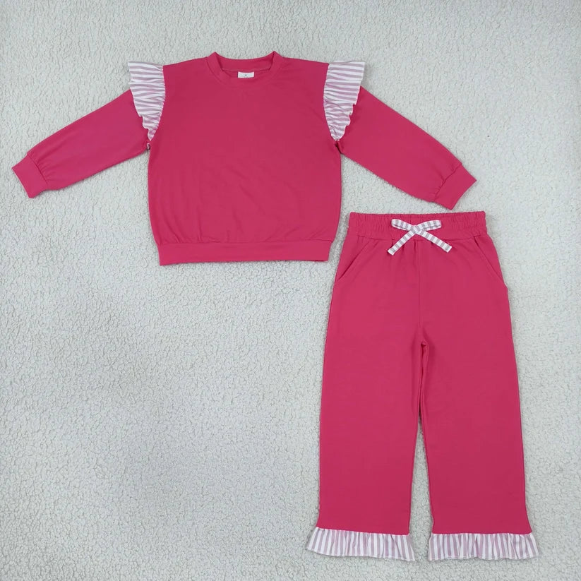 Various color long sleeve top matching pants girls spring fall outfit