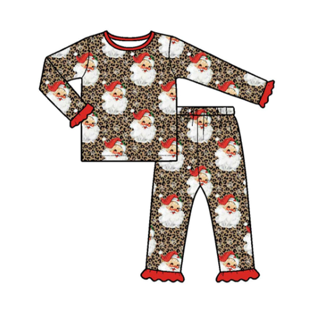 Christmas santa long sleeve top matching pants girls outfit preorder
