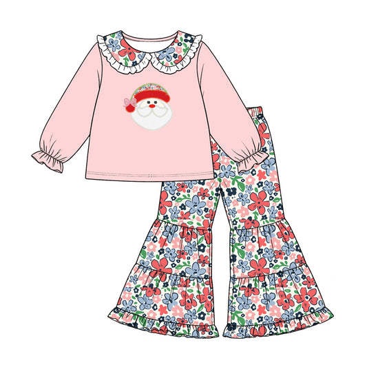Christmas santa claus long sleeve top matching pants girls outfit preorder