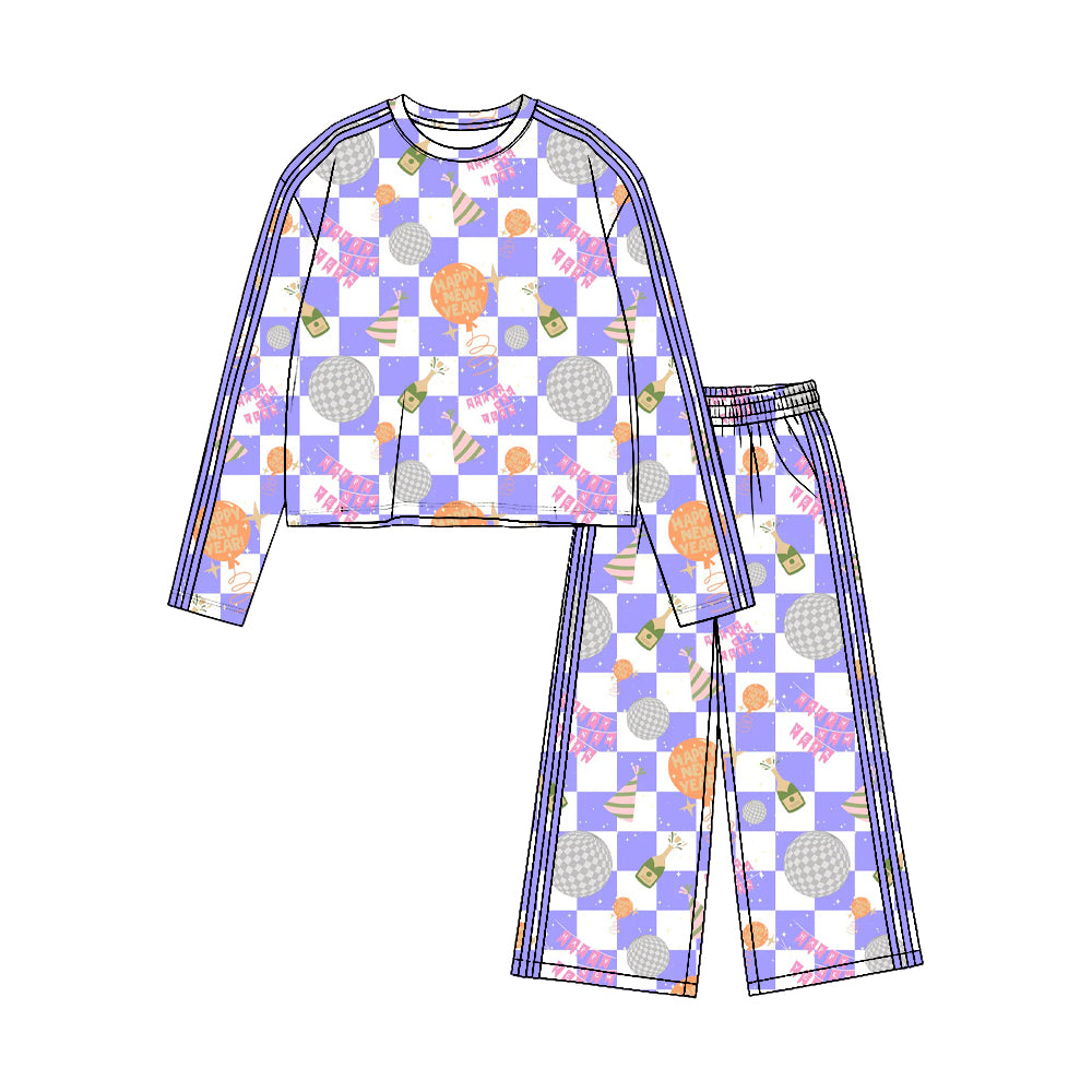 Happy new year long sleeve top matching pants girls fall winter outfit preorder