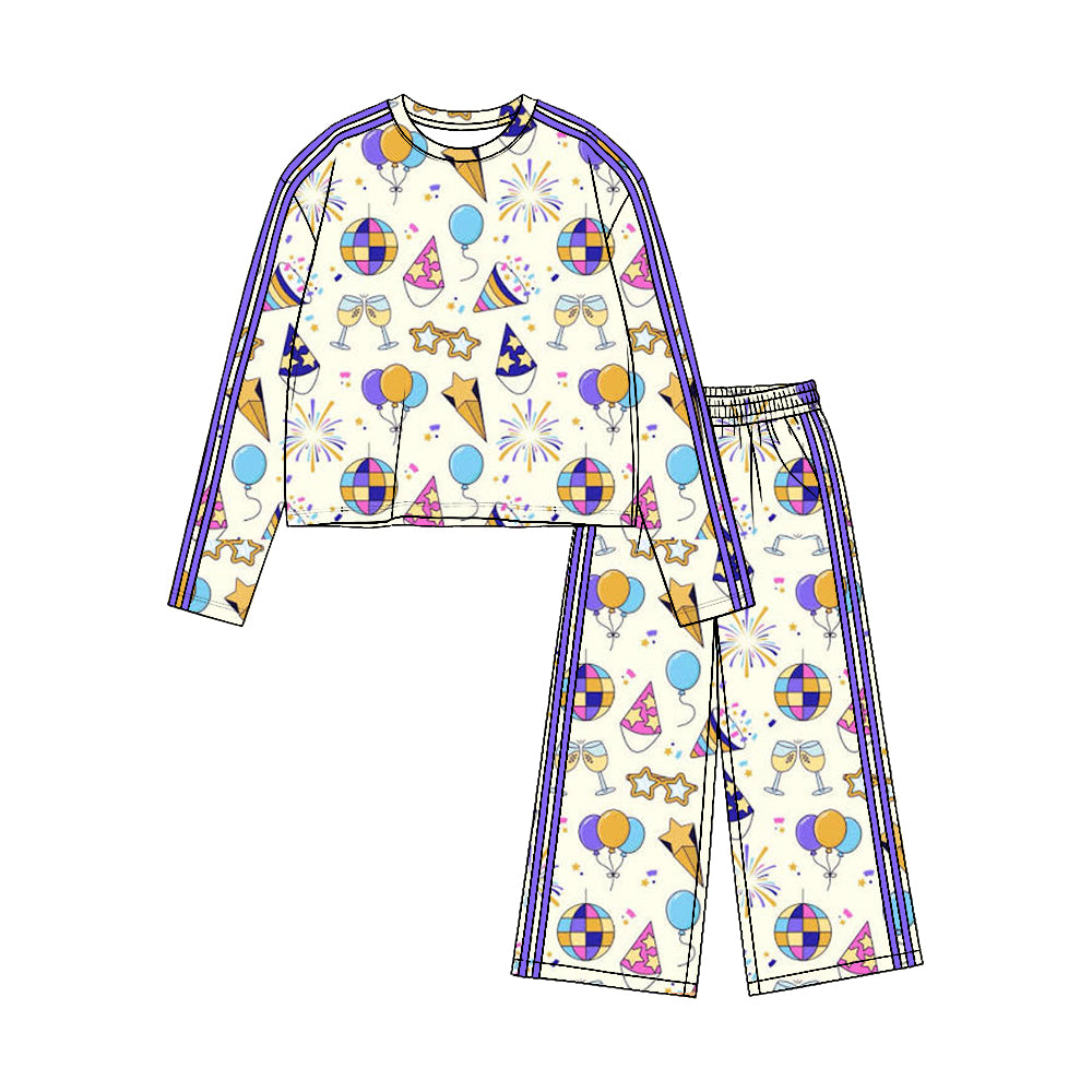 Happy new year long sleeve top matching pants girls fall winter outfit preorder