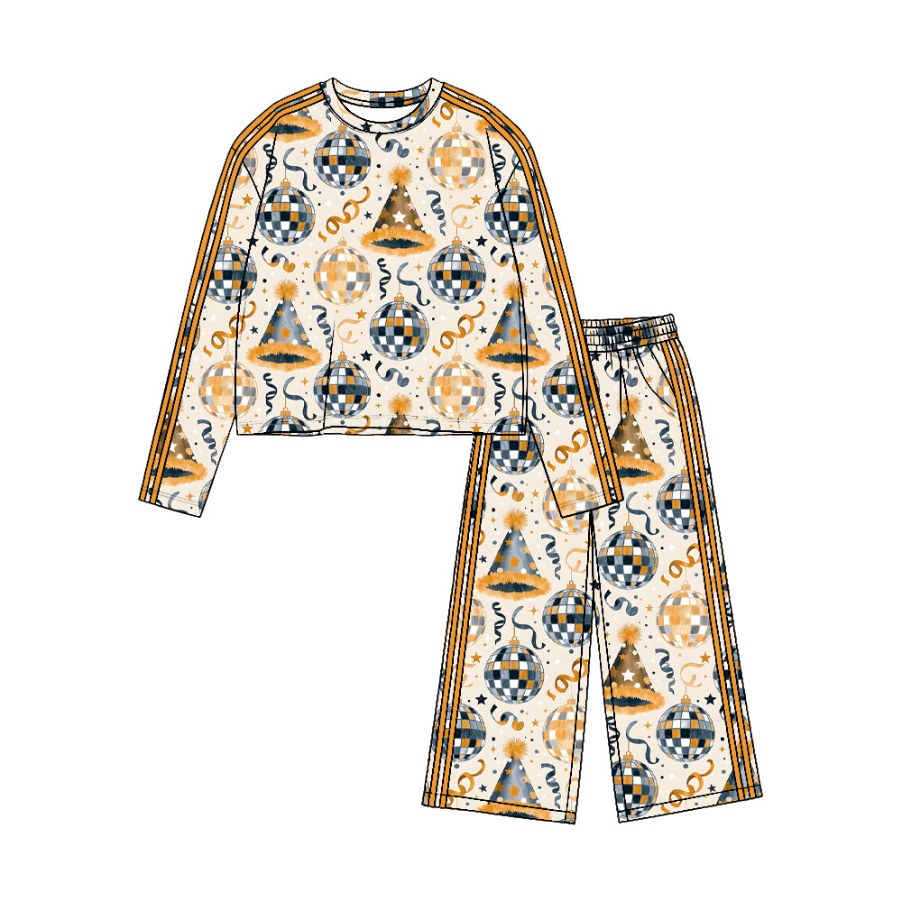 Happy new year long sleeve top matching pants girls fall winter outfit preorder