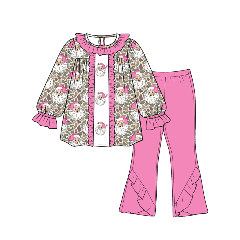 Christmas santa claus long sleeve top matching pants girls fall winter yoga outfit preorder