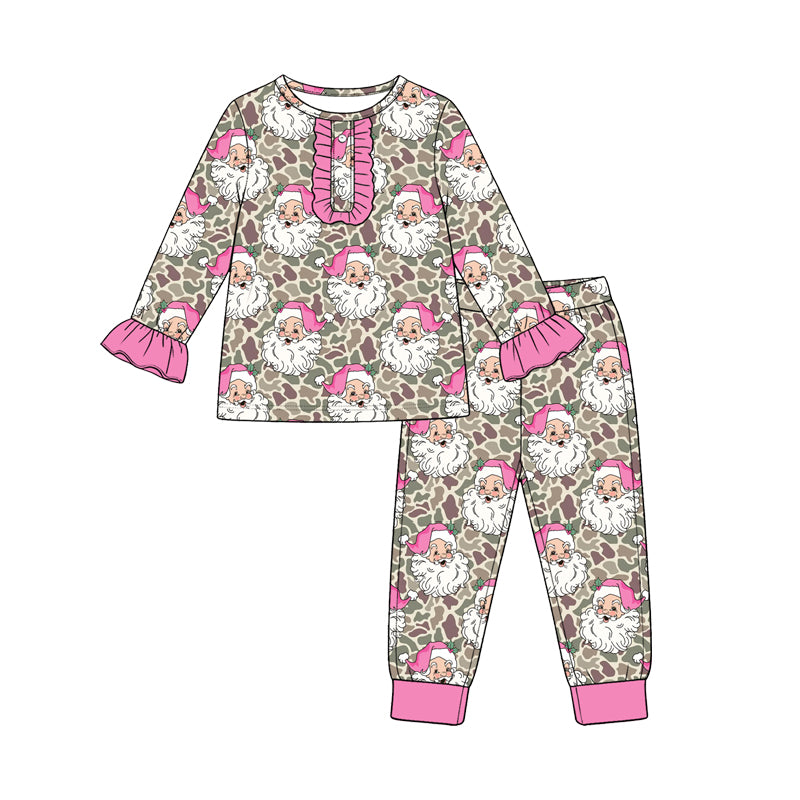 Christmas santa claus long sleeve top matching pants girls fall winter yoga outfit preorder